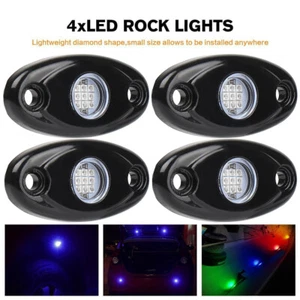4 Pods LED Rock Lights Kit Underglow Foot Wheel Well Light for Chevy Silverado - Picture 1 of 12