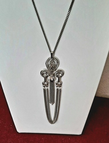 VETEMENTS COLLANA NAPPA CIONDOLO FLEUR DE LIS SARAH COV anni 70 * orecchini * bracciale