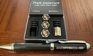 Automotive Accessories: Porsche Valve Caps with Carbon Fiber Pen - Picture 1 of 1