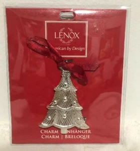 Lenox Christmas Tree Charm - Silver Plated w/ Red Ribbon 2.75” - New in Package - Picture 1 of 1