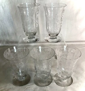 5 Tiffin Kristall Cerice 4 7/8" Wasserbecher mit Fuß - Bild 1 von 1