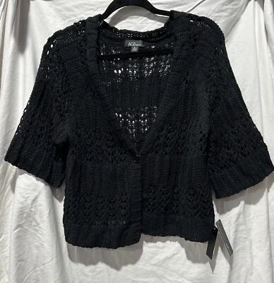 Suéter de vestir para mujer AGB crochet recortado negro manga corta Foto 1 de 4