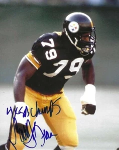 Signed 8x10 LARRY BROWN "4X SB Champs" Pittsburgh Steelers photo w/ Show Ticket - Picture 1 of 1