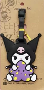 Hello Kitty KUROMI Large LUGGAGE Travel Bag Baggage ID TAG Sturdy Silicone PVC - Picture 1 of 2