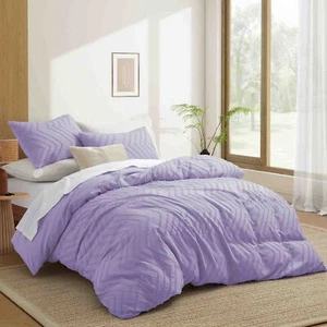 Peace Nest Duvet Cover Sets - Clipped Jacquard Geometric with Pillowcase - Picture 1 of 25