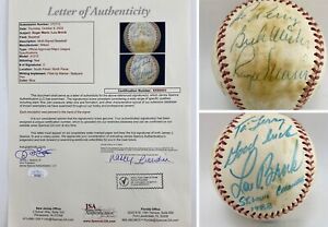 HOF Autographed Baseball Roger MARIS Lou BROCK Dual Signed JSA LOA Authenticated