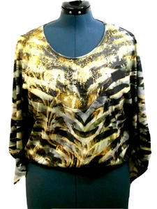 New Directions Damen mehrfarbig geometrischer Pullover Oberteil Engelsärmel Pailletten mittel - Bild 1 von 10