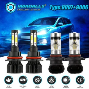 6000K LED 9007 Headlight Hi&Lo + 9006 Fog Light Bulbs For Jeep Liberty 2002-2007 - Picture 1 of 12