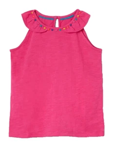 BODEN Pompom Jersey Slub Knit Tank - Pink - NWT Girls 11/12 - Picture 1 of 2