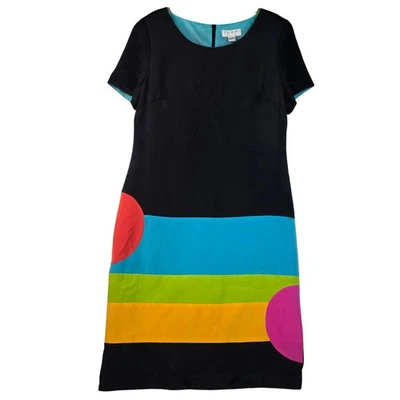 Vestido Shomi By Miller Shor Talla 14 Colorblock Seda Negro Combo De Colección Sin Stock Foto 1 de 4