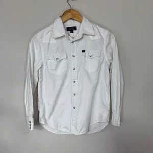 Polo Ralph Lauren White Pearl Snap Button-Up Shirt Womens Medium Relaxed Fit - Picture 1 of 8