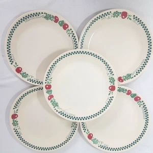 5 Stück Corelle by Corning Speiseteller Teller Farm Fresh Apfel grün rot elfenbein - Bild 1 von 5
