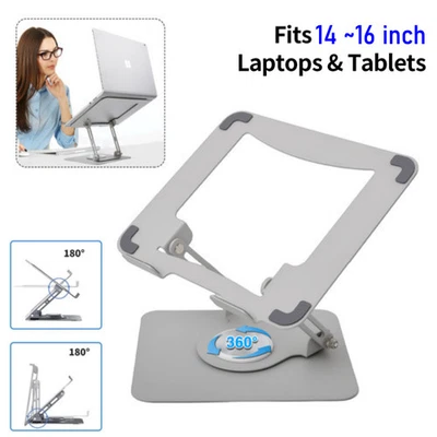 360° Metal Portable Laptop Tablet Desk Stand Riser Bracket Adjustable Holder UK - Image 1 of 4