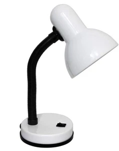Einfache Designs 14,25 Zoll Weiße Basic Schreibtischlampe aus Metall mit flexiblem Schlauchhals - Bild 1 von 9