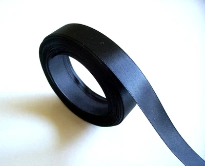 Black Single-Face Satin Ribbon 5/8 inch wide x 10 yards Solid Polyester B63 - Image 1 of 4