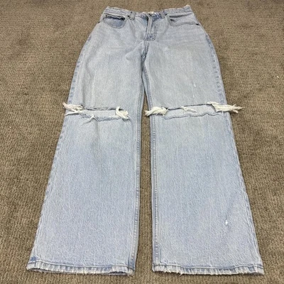 Abercrombie & Fitch Jeans 90s High Rise Relaxed Blue Distressed Pockets 6 Short - Image 1 of 4