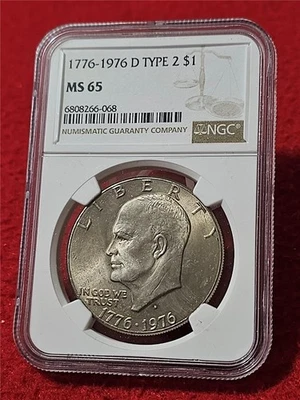 1776-1976-D TYPE 2 Eisenhower Dollar. NGC MS 65  UNCIRCULATED         #MF-T5635 - Image 1 of 2