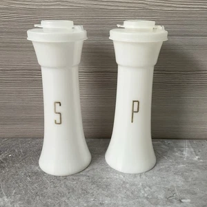 Reloj de arena vintage Tupperware salero y pimentero 6” de alto grande blanco 718-11 - Imagen 1 de 15