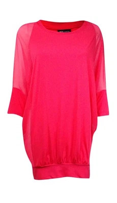 Coco Reef Women's Mesh Sleeve Banded Hem Coverup (L/XL, Coral) - Image 1 of 2