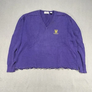 Vintage Antigua V-Neck Sweater Washington Huskies Purple XXL Acadamia Preppy - Picture 1 of 11