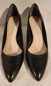 Franco Sarto Womens Mid Heel Matte Black Leather Pumps Size 8.5 - Picture 1 of 9