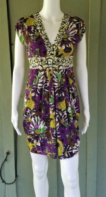 Nuevo Vestido ALI RO Púrpura Verde Estampado 0 Elastizado Floral Foto 1 de 4