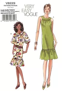 Vogue V8229 Dress w Neckband, Hem Ruffle, Balloon Sleeves Sz 14-20 UNCUT - Picture 1 of 4