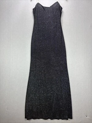 Jump Apparel 9/10 Formal Strapless Black Dress Shimmer Bodycon Prom Evening Y2K - Image 1 of 4