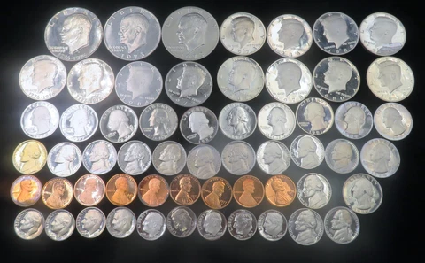 PROOF!!  LOT OF 58 COIN MIXED DATES Lot#1995 Cover