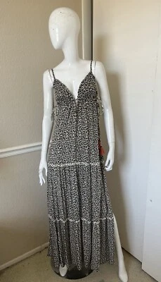 MAAJI ¡NUEVO! Maxi Vestido Estampado Animal Viscosa PHOEBE Corbata Lateral Cintura Imperio Talla S NUEVO Foto 1 de 4