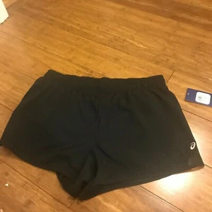 Asics Women's Woven Shorts With Liner Running Size L Black WS2025CW - Picture 1 of 6