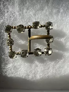 FIBBIA CINTURA FASCIA ANTICA VITTORIANA CRISTALLO SCINTILLANTE PASTA STRASS - Foto 1 di 9