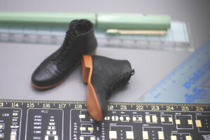 BBK 1/6 Scale Soldier Black Lace-Up Casual Solid Leather Shoes Boots Model