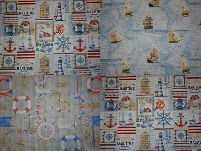 Canvas Maritim Segelschiff Anker Rettungsring Baumwolle Meterware shabby Zanders - Bild 1 von 2