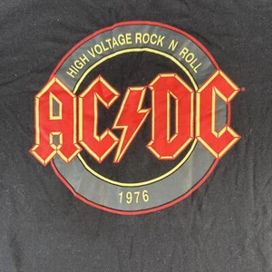🖤 AC/DC High Voltage Rock N Roll 1976 Band T-Shirt XS Black Fitted Music Tee - Picture 1 of 6