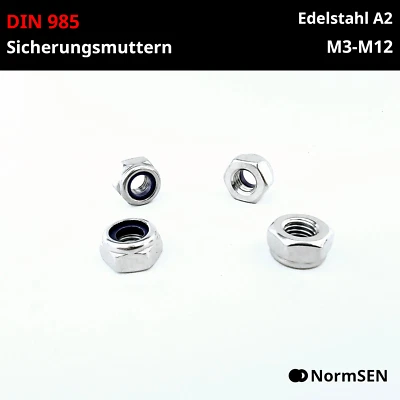 Sicherungsmuttern DIN 985 Edelstahl A2 V2A Stopmuttern M3 M4 M5 M6 M8 M10 M12 - Bild 1 von 4