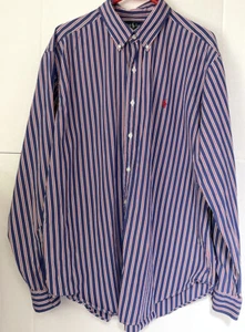 POLO RALPH LAUREN me s classic fit stripe blue/red long sleeve button up shirt - Picture 1 of 4