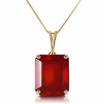 6.5 Carat 14K Solid Yellow Gold Gemstone Necklace Octagon Natural Ruby 14"-24" - Image 1 of 4