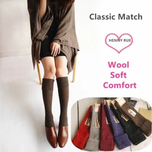 Damen Kaschmir Wolle Overknee-Stiefelsocken Oberschenkelstrumpf Design dünn einfarbig - Bild 1 von 14