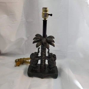 Adamslane Elephant Palm Tree Bronze Resin Table Lamp - Picture 1 of 8