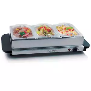 MegaChef Buffet Server & Food Warmer w 3 Removable Sectional Trays Heated - Picture 1 of 1