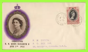 Grenada 1953 QEII Krönung auf BPA Ersttagsbrief - Bild 1 von 1