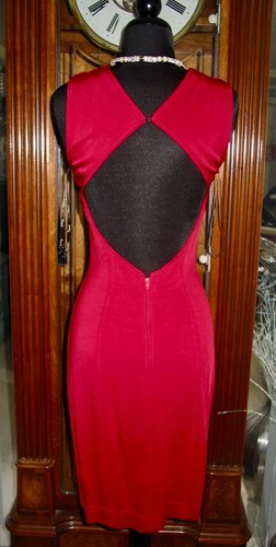 SAN Valentino tadashi SeXy CLESSIDRA ROSSA SENZA SCHIENALE SPLENDIDO ABITO CRISTALLO BUSTO S M