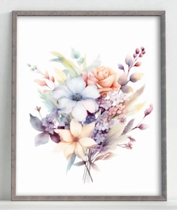 Floral Art Print, Pastel Floral Wall Art Decor, Botanical Wall Art, Nature #674 - Picture 1 of 2