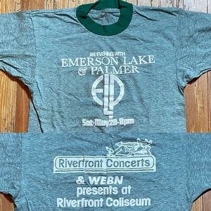 Vintage 70s Emerson Lake Palmer Shirt ELP Band Tour Rock Prog Cincinnati Ringer - Picture 1 of 9