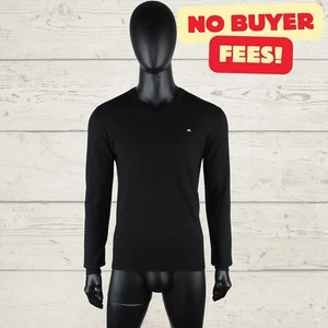 J. LINDEBERG Black 100% Merino Wool V Neck Golf Jumper L Large Men's Pullover - Picture 1 of 24