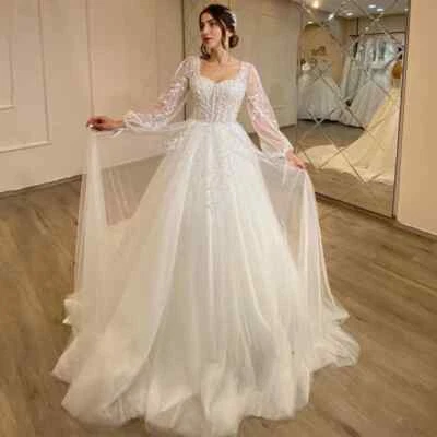 Wedding Dresses Sweetheart Appliques Bridal Dress 2024 Puff Sleeve Tulle A-Line - Image 1 of 4