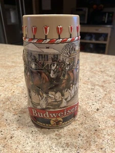 Budweiser 1986 Holiday Christmas Bierstein Krug Collector’s B Serie - Bild 1 von 6