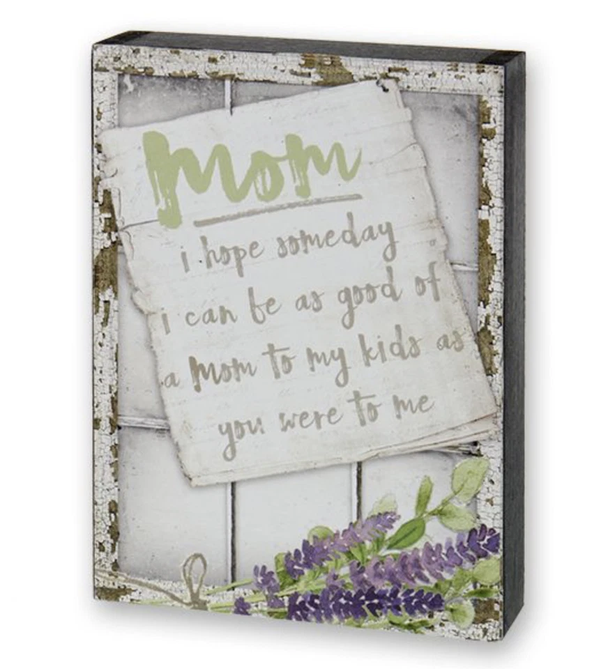Letrero de caja de madera para mamá Hope to be tan buena mamá como tú flor cubo 5 x 7 nuevo Foto 1 de 1