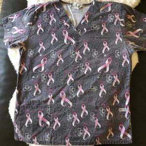UA SCRUBS~Cancer Hope Faith Love Gray  Medium M - Picture 1 of 5